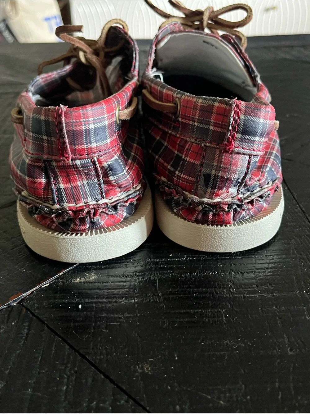 Band of Outsiders for Sperry Top-Slider Red Plaid Boat Shoes Men’s Size 8.5